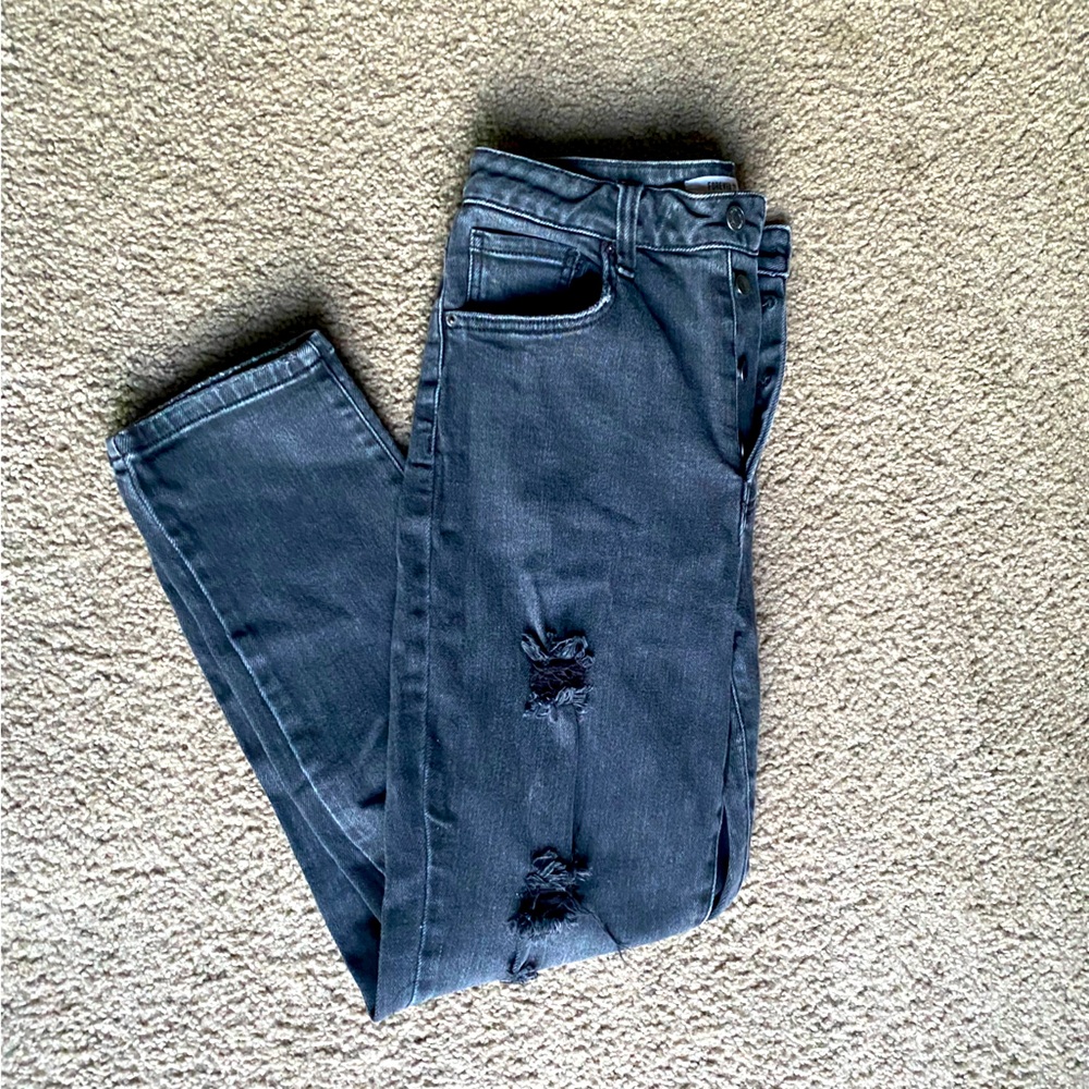 Forever 21 Black Distressed, Washed Out Mom Jean